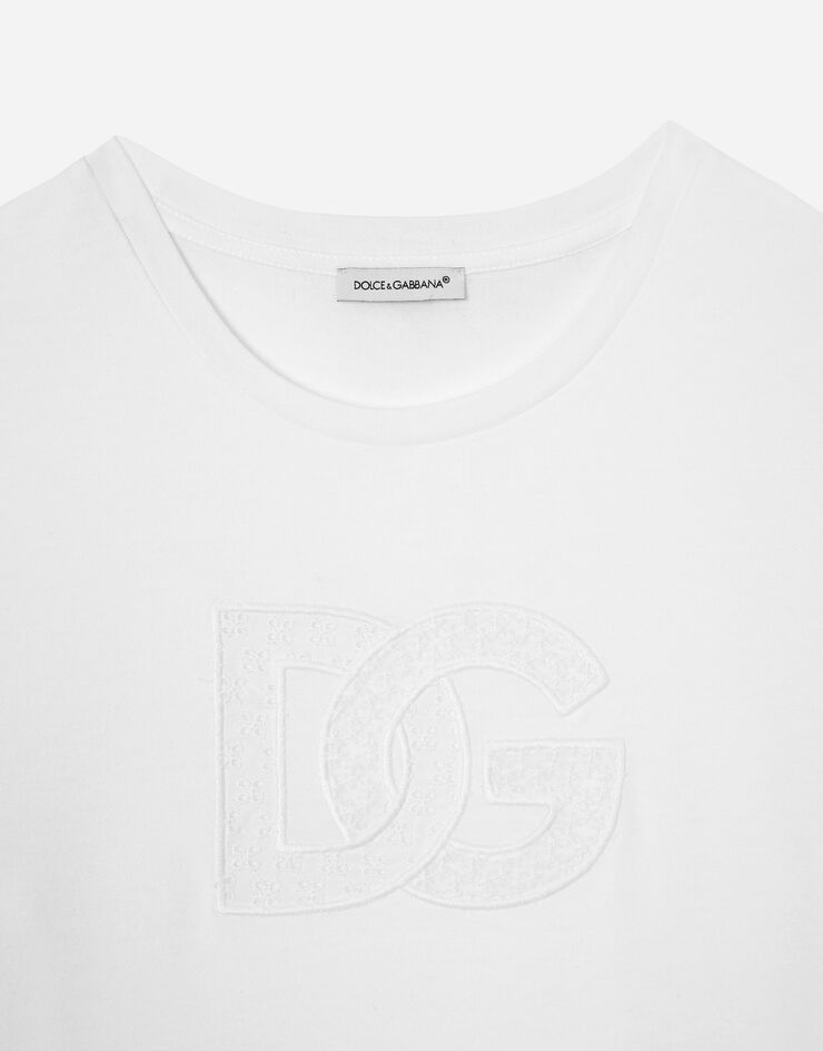 Dolce & Gabbana DG 로고 저지 티셔츠 화이트 L5JTOAG7NYX