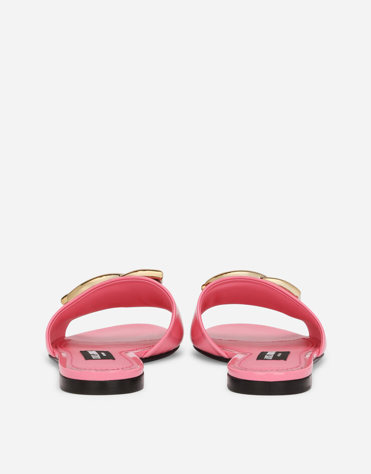 Dolce & Gabbana Patent leather sliders with DG logo Pink CQ0455A1471