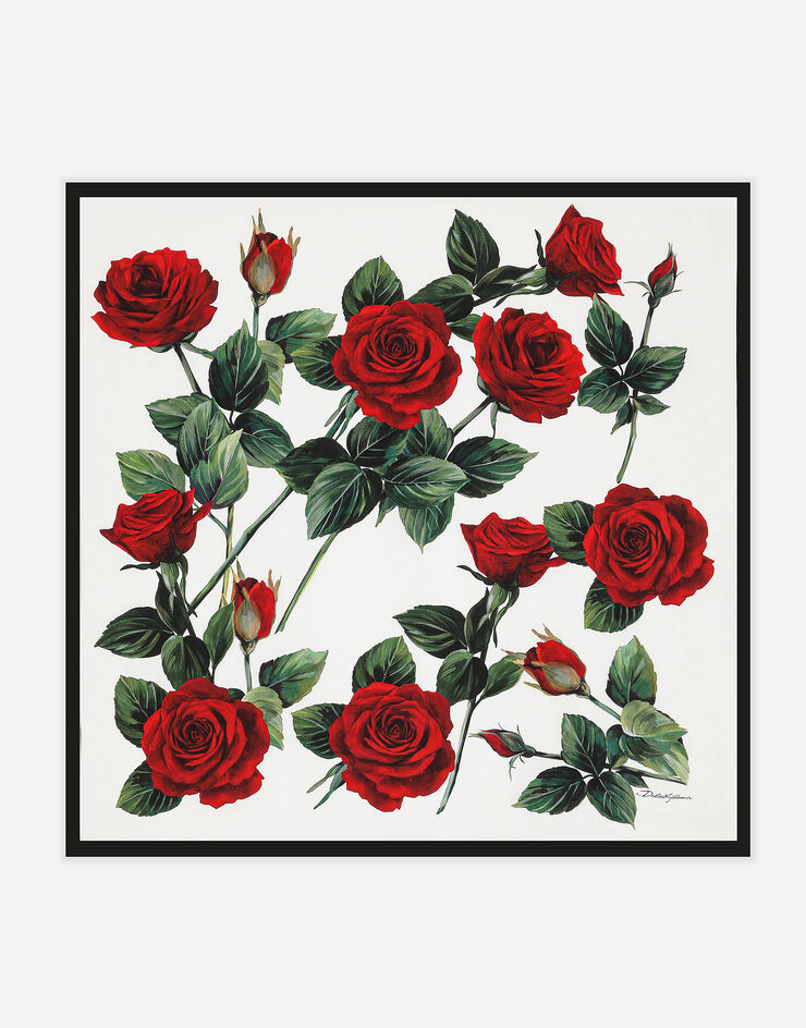 Dolce & Gabbana Foulard en sergé de soie jacquard avec logo DG et imprimé roses all-over 90 x 90 Imprimé FN090RGDCQL