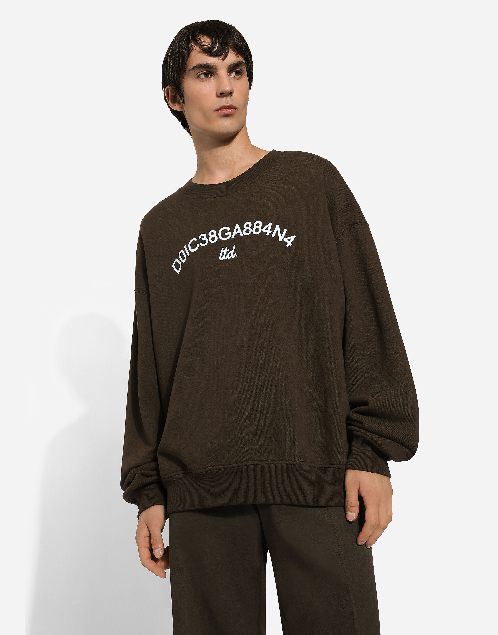 Round-neck sweatshirt with Dolce&Gabbana logo print