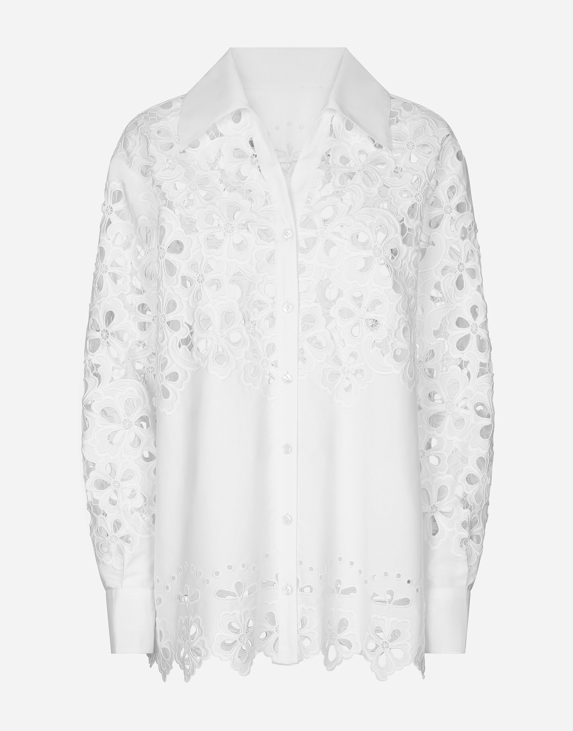 Dolce & Gabbana Oversize cotton shirt with cut-out detailing White F7AB4ZGDCKB