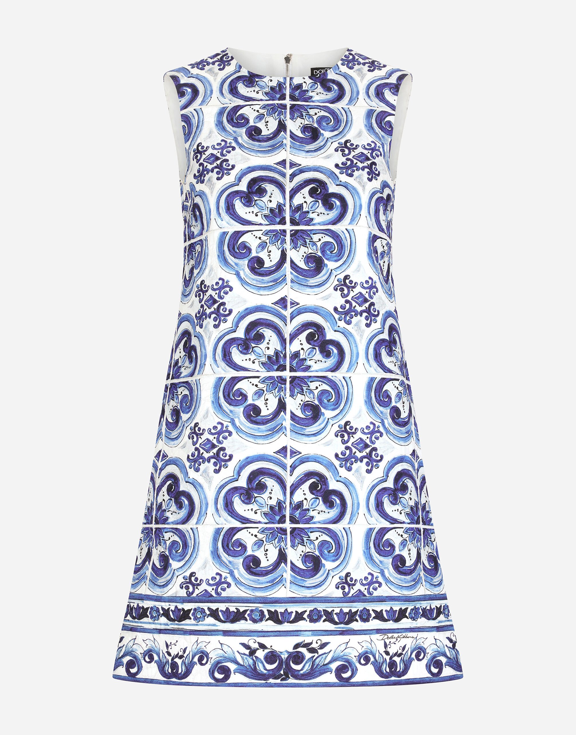 ${brand} Short majolica-print brocade dress ${colorDescription} ${masterID}