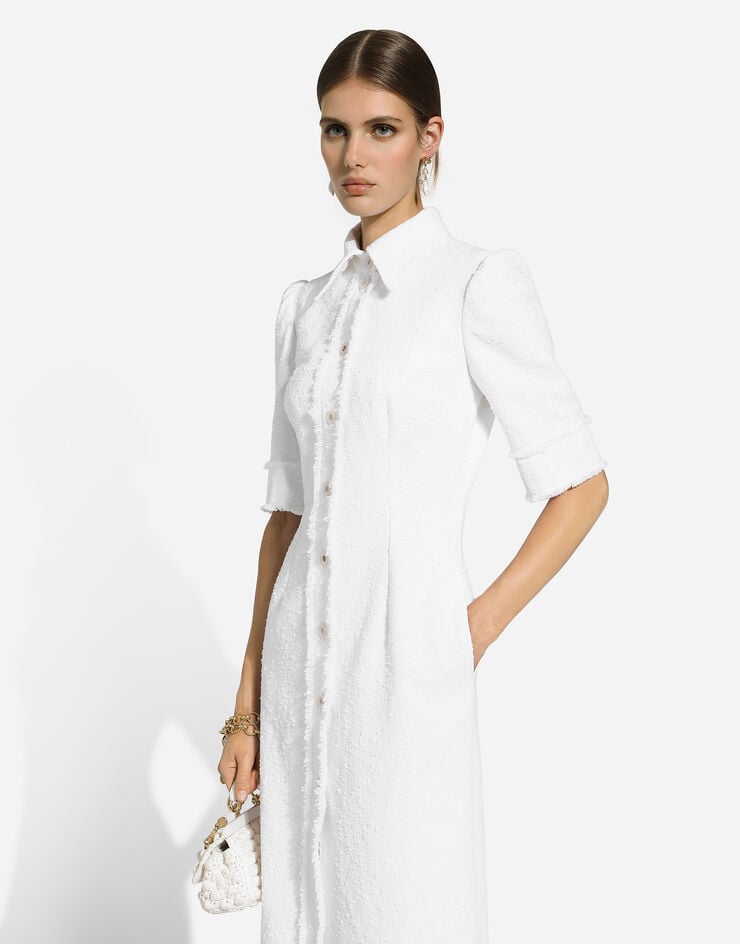 Dolce & Gabbana Abito longuette in tweed rachel di cotone Bianco F6JJRTHUMT9