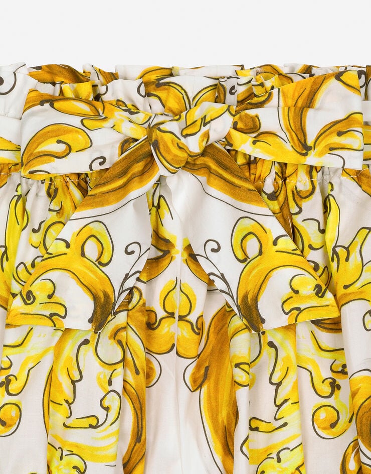 Dolce & Gabbana Шорты из поплина с желтым принтом майолики Отпечатки L23Q30FI5JU