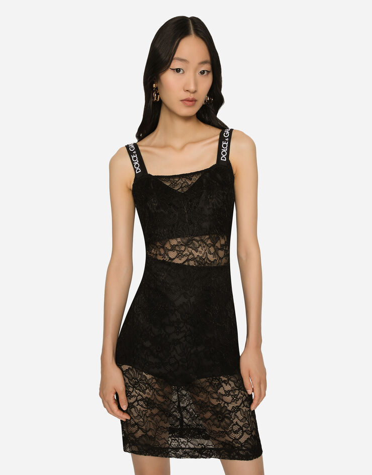 Dolce & Gabbana Short lace dress Negro F6CJSTFLRFE