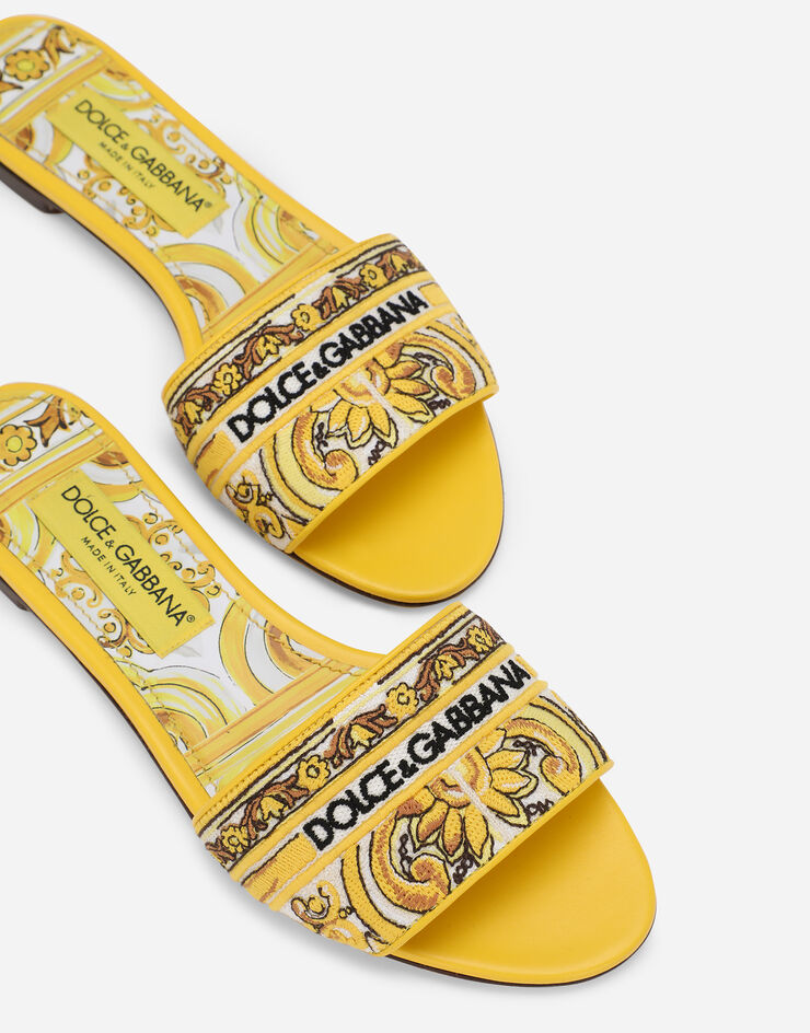 Dolce & Gabbana Slide con pattern maiolica ricamato a filo Stampa CQ0571AV804