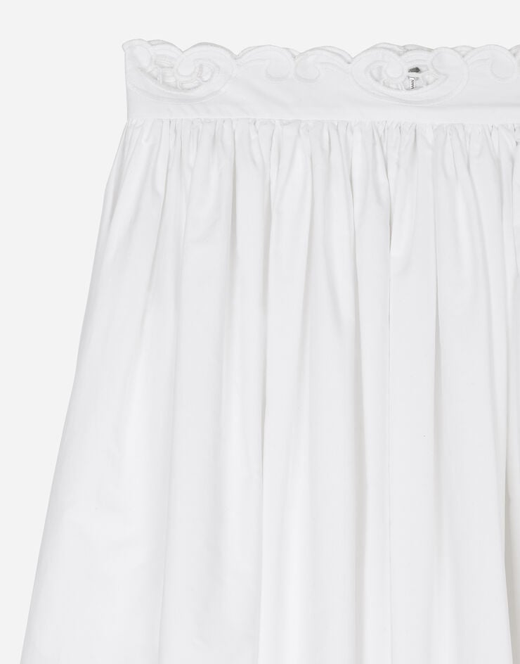 Dolce & Gabbana Falda plato larga de algodón con bordado cut-out Blanco F4CVUZGDCJ5