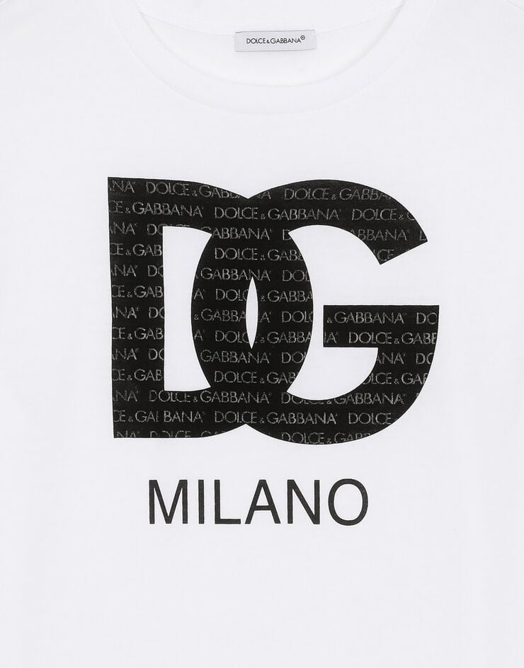 Dolce & Gabbana T-shirt in jersey stampa logo DG Bianco L4JTEYG7L4M