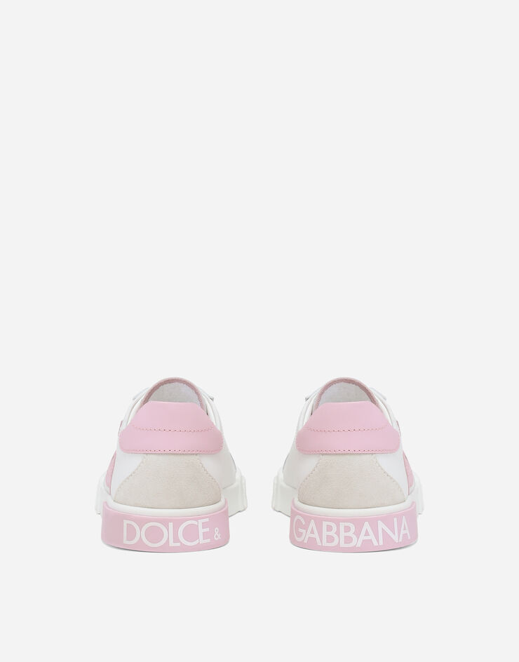 Dolce & Gabbana Sneakers Portofino vintage en cuir de veau Rose DA5181AN571