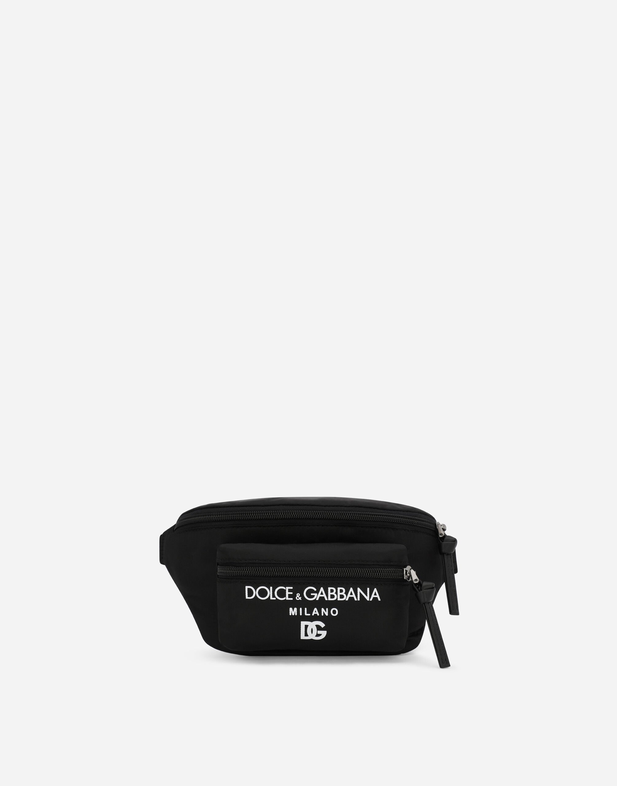 ${brand} Nylon belt bag with Dolce&Gabbana Milano print ${colorDescription} ${masterID}