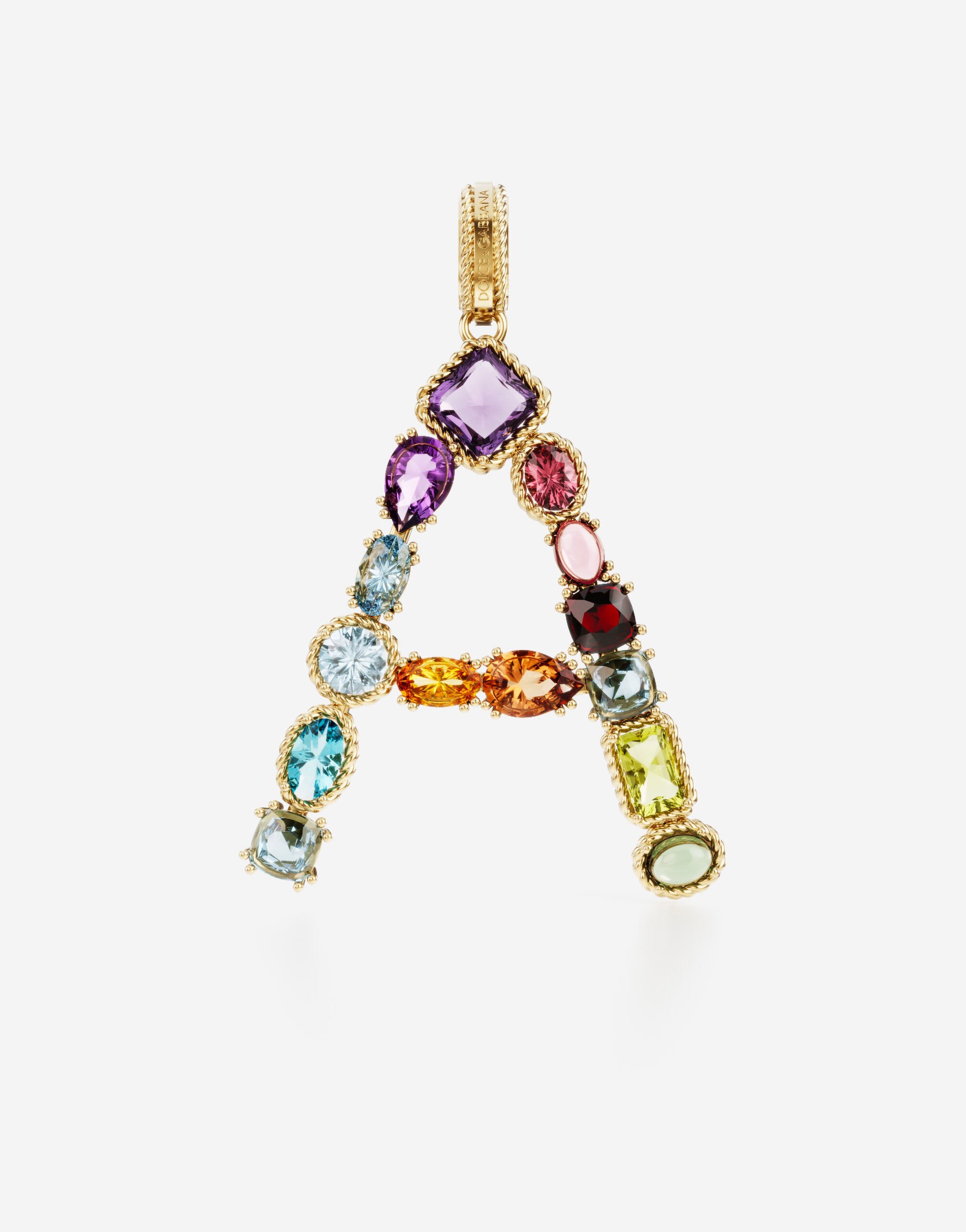 Dolce & Gabbana Letra A Rainbow Alphabet en oro amarillo de 18 kt con gemas multicolor Dorado WAQA8GWQC01