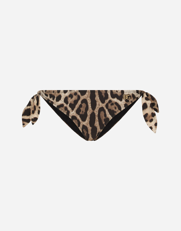 Dolce & Gabbana Slip de bikini con lazos y estampado de leopardo Multicolor O2A06JONO11