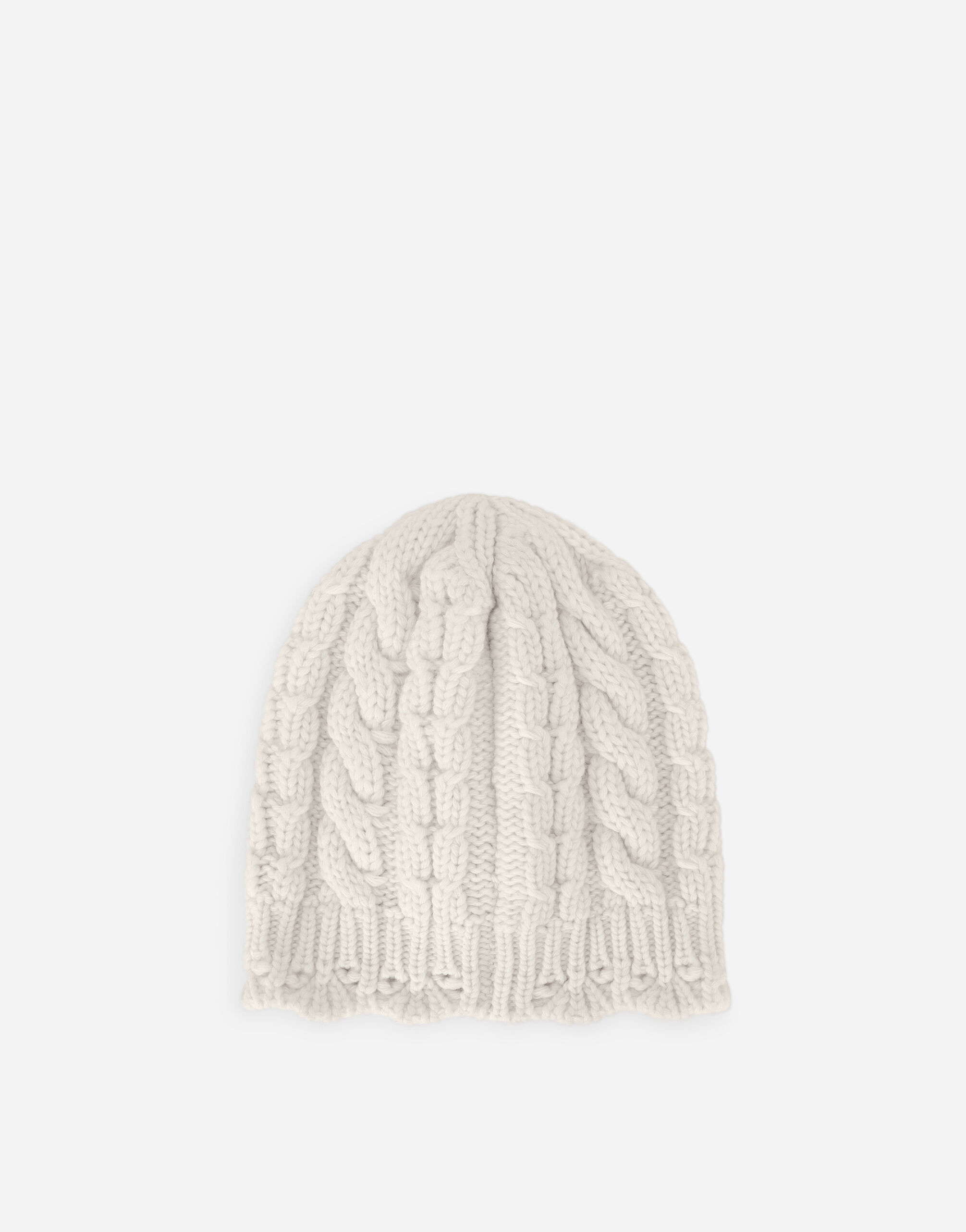 ホワイトのガールズ Cable-knit hat with logo tag and embroidery 