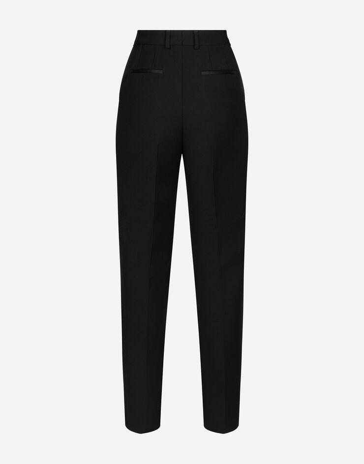 Dolce & Gabbana Pantaloni tuxedo sartoriali in gabardina di lana Nero FTAM0TFU21E