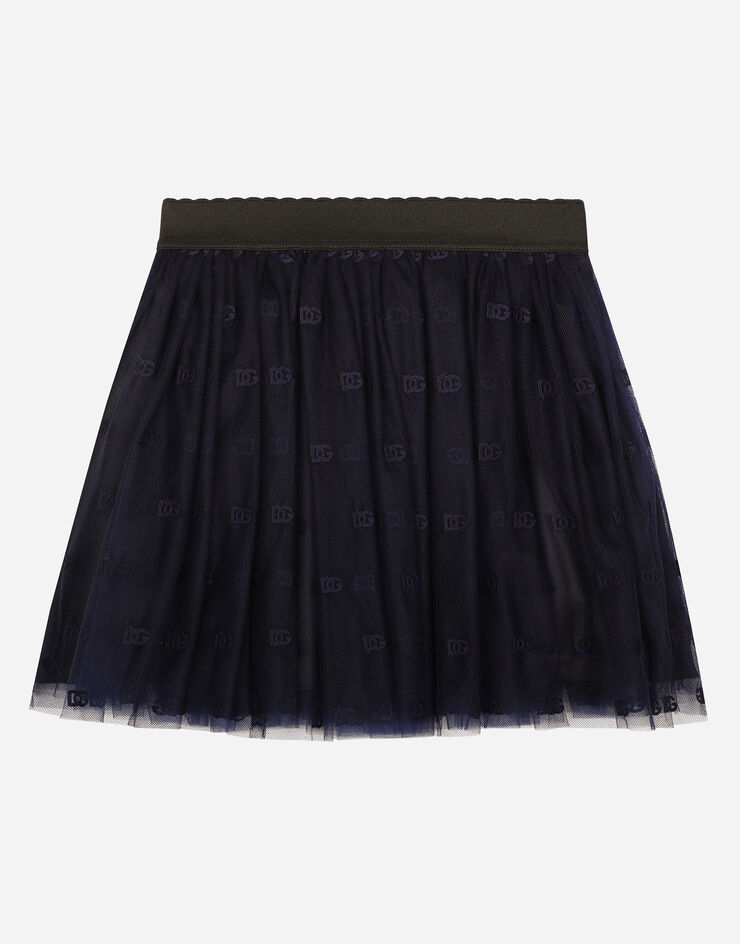 Dolce & Gabbana Jupe en tulle brodé Bleu L54I86HLM8T