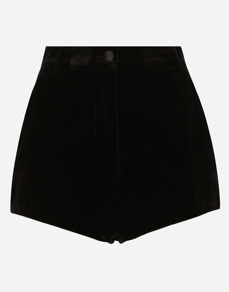 Dolce & Gabbana Culotte tipo esmoquin de terciopelo Negro FTC8HTFUVG7