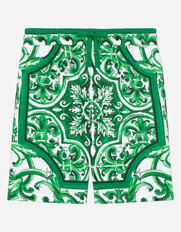 Dolce & Gabbana Бермуды из джерси с зеленым принтом майолики Отпечатки L4JQT4II7EF