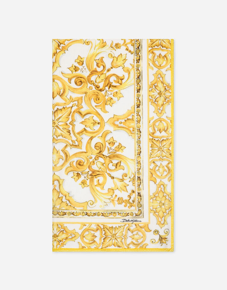 Dolce & Gabbana Terry beach towel with yellow majolica print Print LBJA21ON00Z