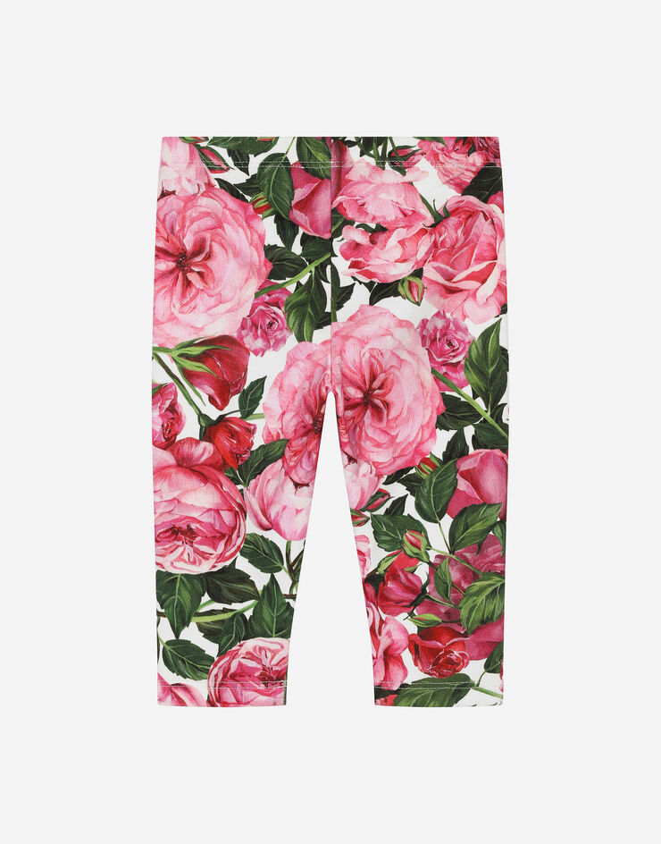 Dolce & Gabbana Interlock leggings with rose print over a white background Print L2JPB9HS7O8