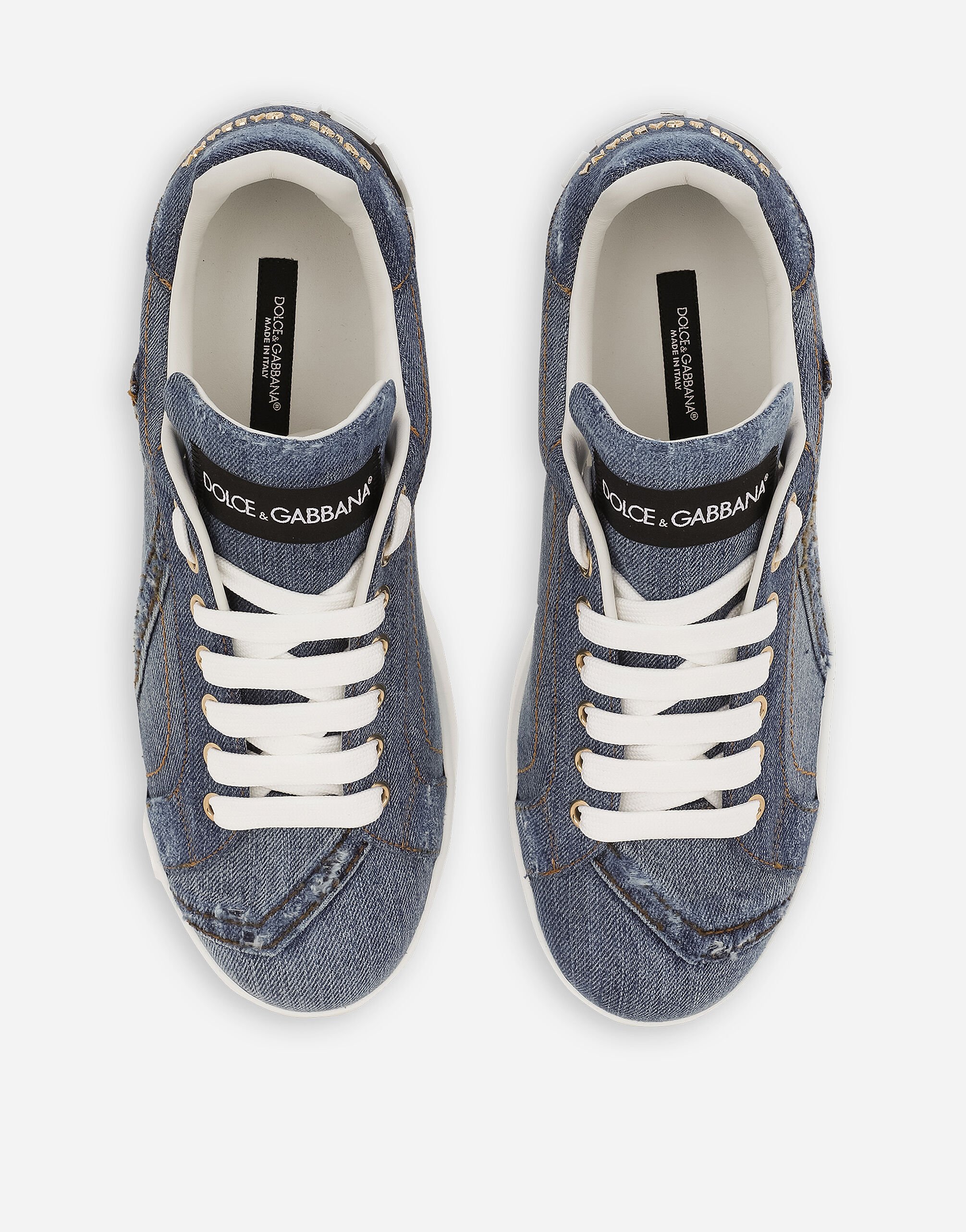 Calfskin Portofino sneakers with DG logo in Blue for 