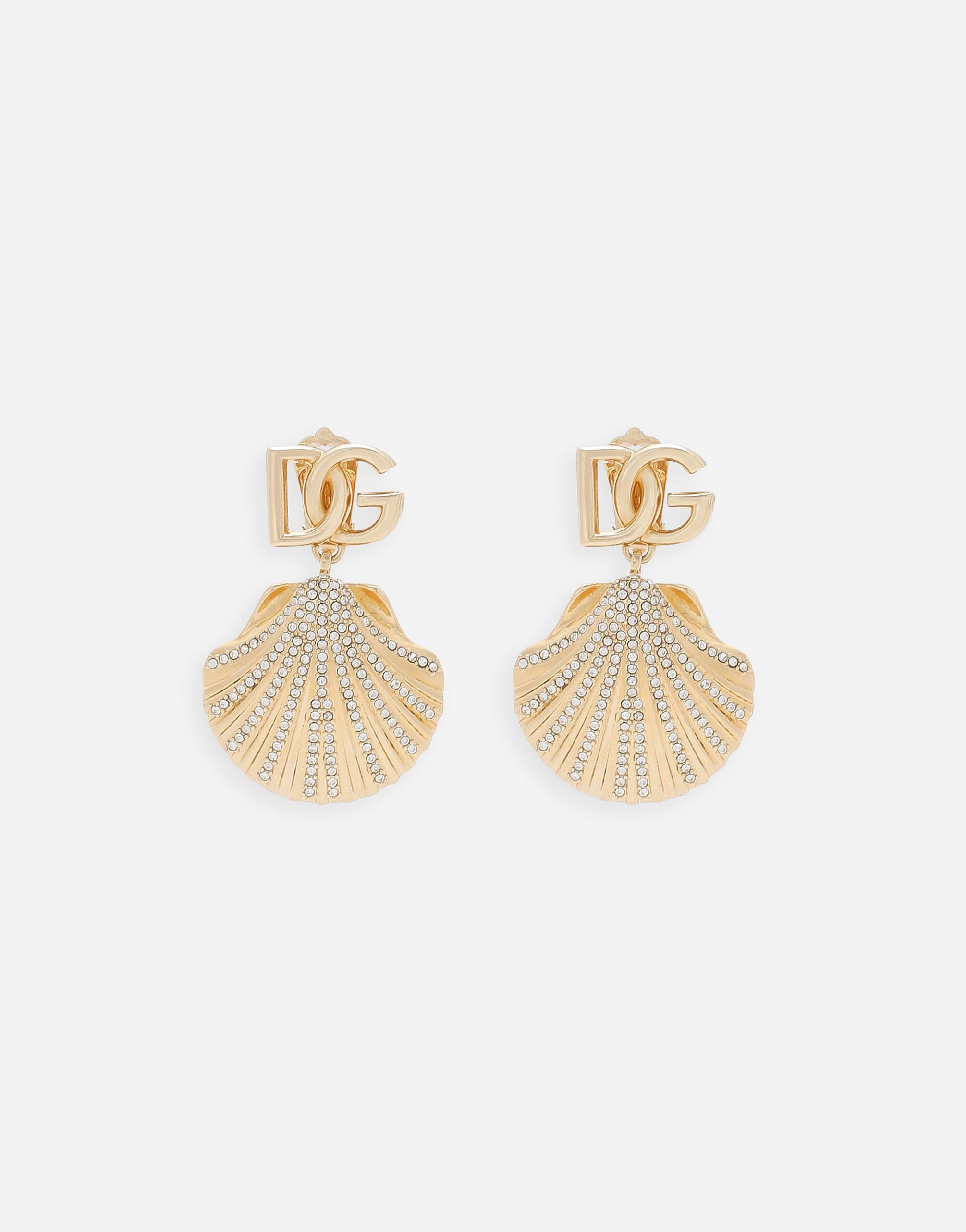 ${brand} Earrings with rhinestone-detailed shell and DG logo ${colorDescription} ${masterID}