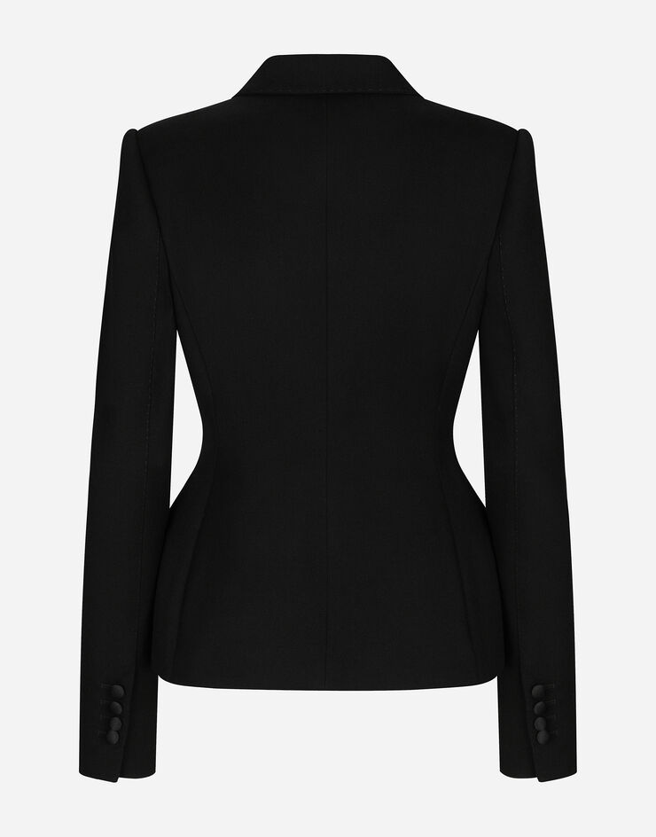 Dolce & Gabbana Veste de smoking croisée Dolce en double laine stretch Noir F27CTTFUBGE