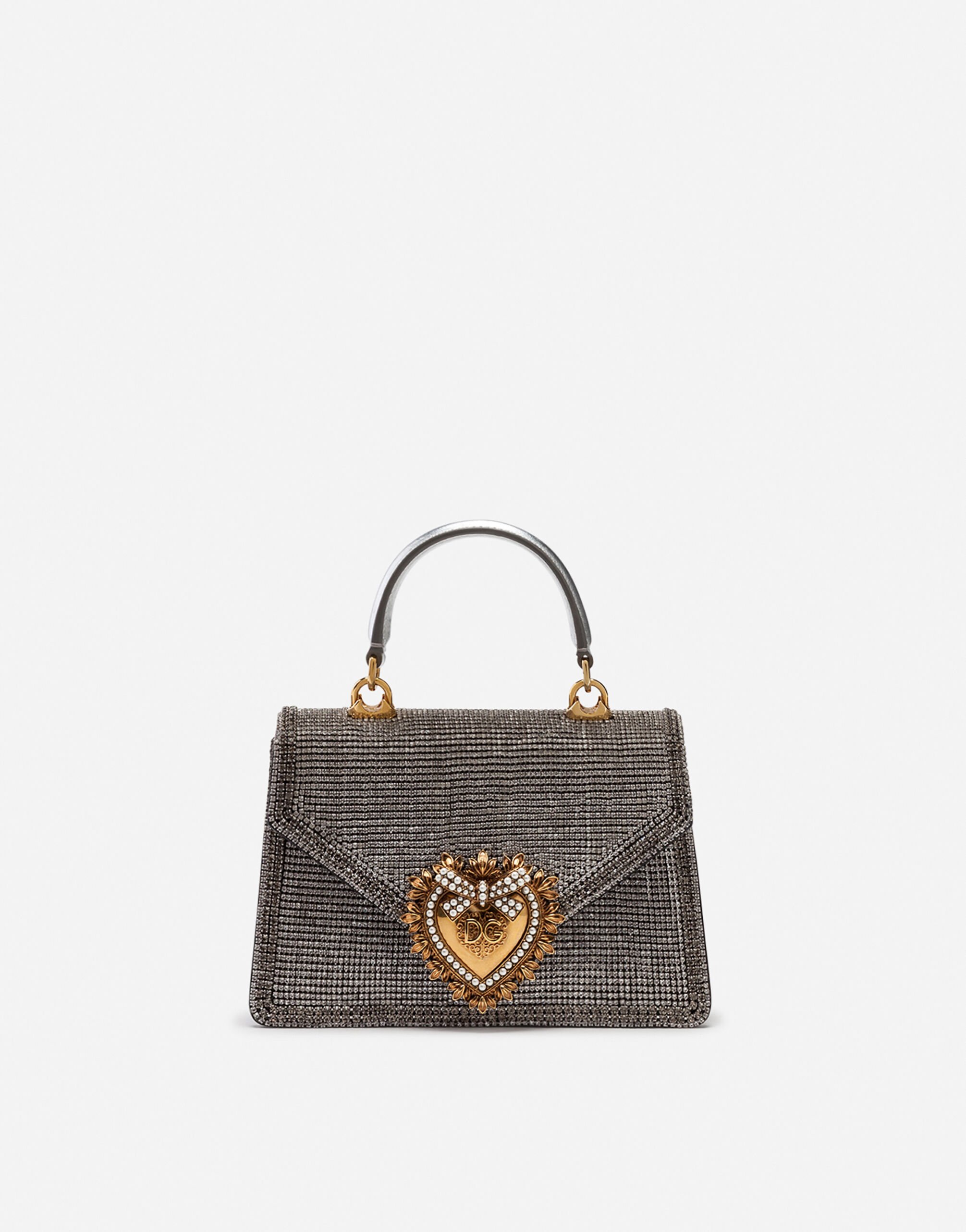 Dolce & Gabbana حقيبة ديفوشن صغيرة من جلد نابا موردور بتفاصيل من حجر الراين برتقالي BI3279AS204