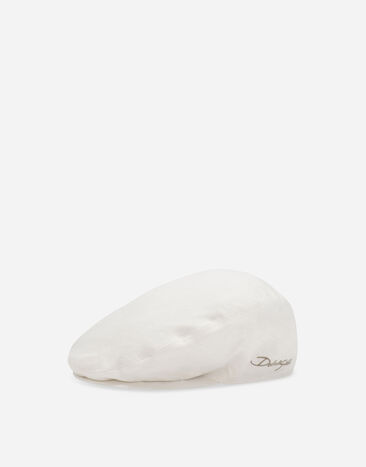 ${brand} Linen twill flat cap with Dolce&Gabbana logo embroidery ${colorDescription} ${masterID}