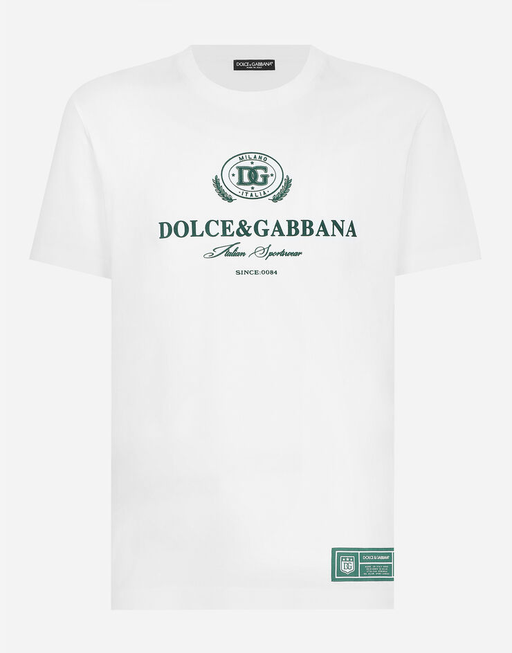 Dolce & Gabbana Camiseta de algodón con logotipo estampado Blanco G8RN8TG7NUC