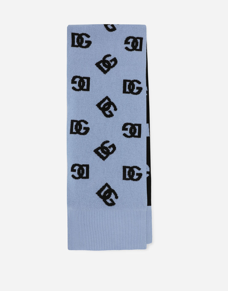 Dolce & Gabbana Wool scarf with jacquard DG logo Azure FXR09TJCVZM