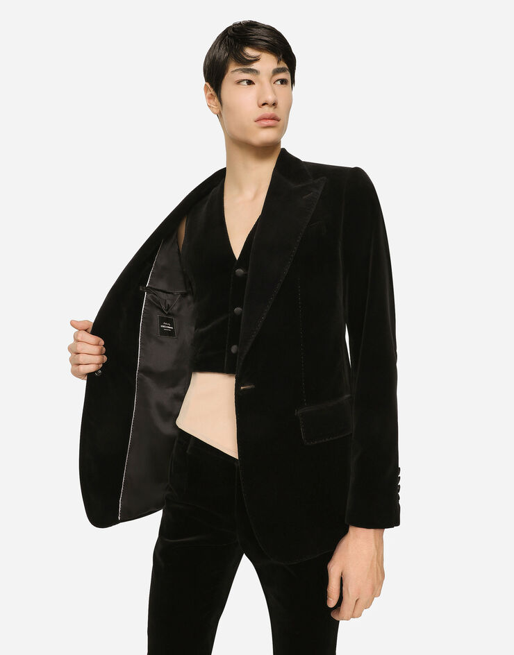 Dolce&Gabbana Single-breasted smooth velvet suit Black GKTLMTGG844