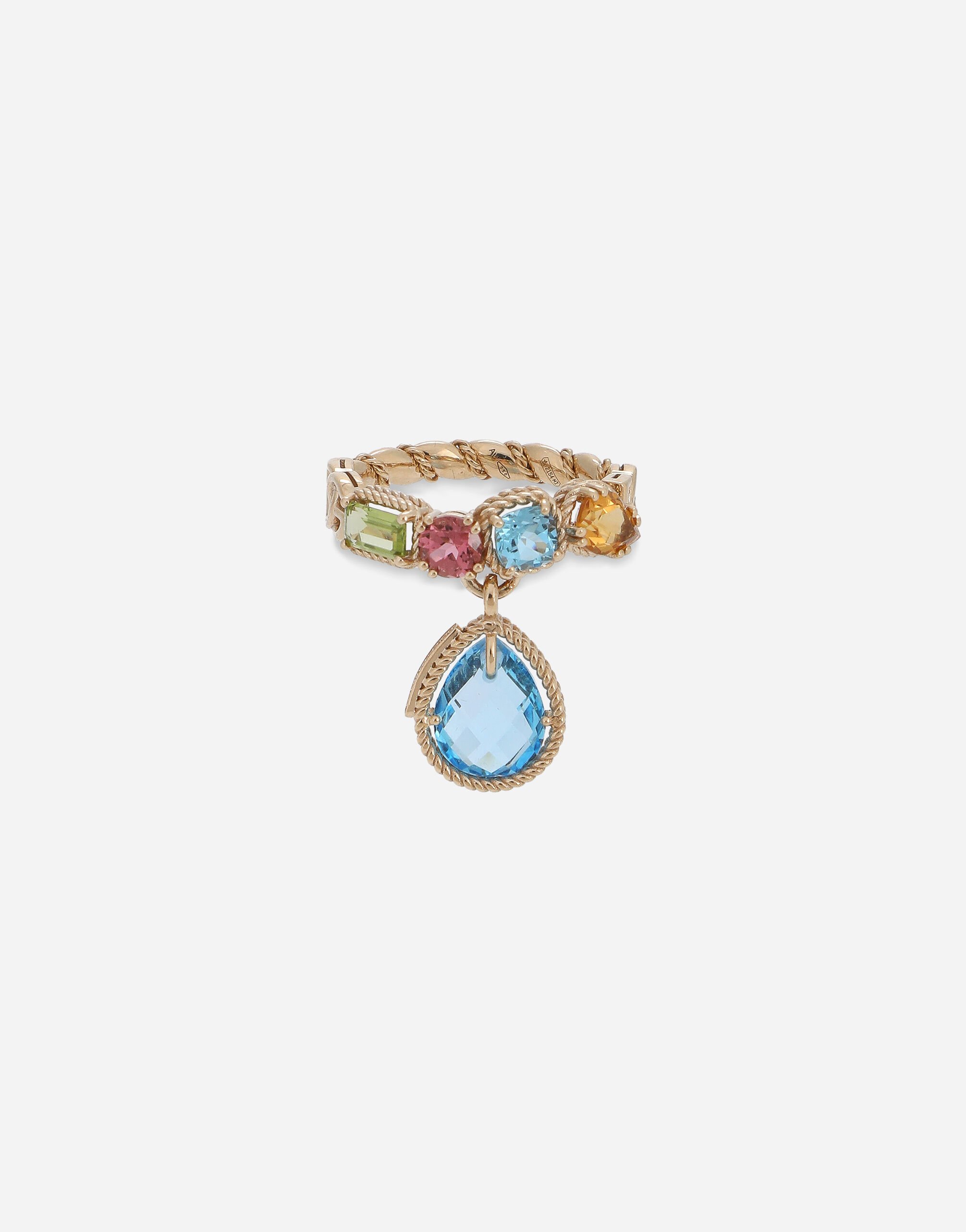 ${brand} 18 kt yellow gold ring with multicolor fine gemstones ${colorDescription} ${masterID}