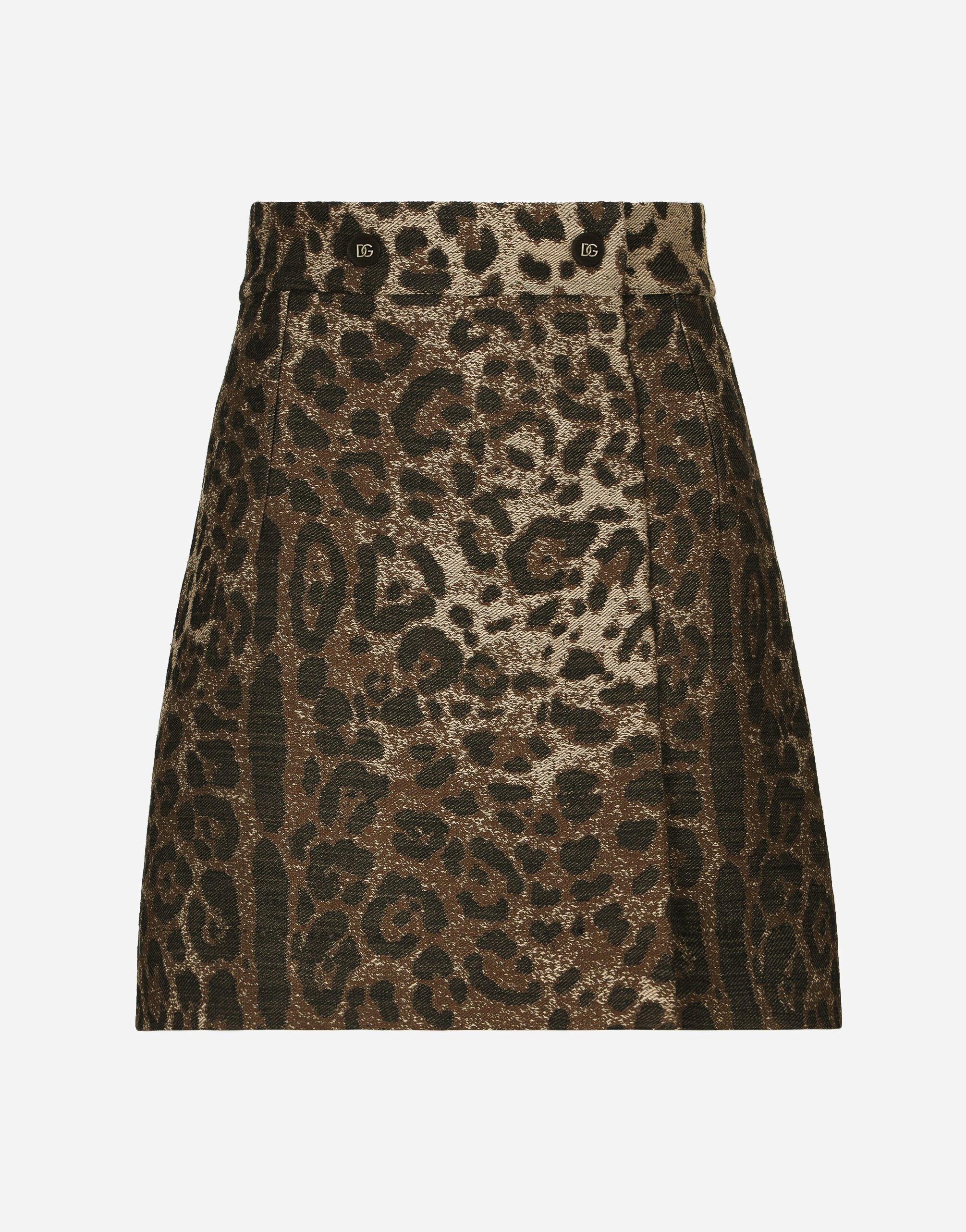 ${brand} Short wool skirt with jacquard leopard design ${colorDescription} ${masterID}