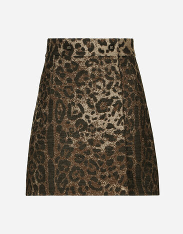 Dolce&Gabbana Короткая юбка из шерсти с жаккардовым леопардовым узором леопардовым принтом F9R11THSMW8