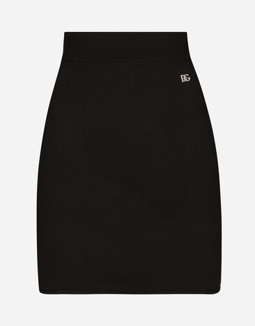 ${brand} Short stretch viscose knit skirt with DG logo ${colorDescription} ${masterID}