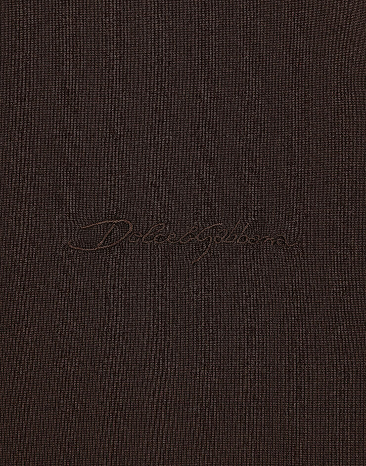 Dolce & Gabbana Джемпер из шелка с логотипом Dolce&Gabbana коричневый GXX03ZJBSJS