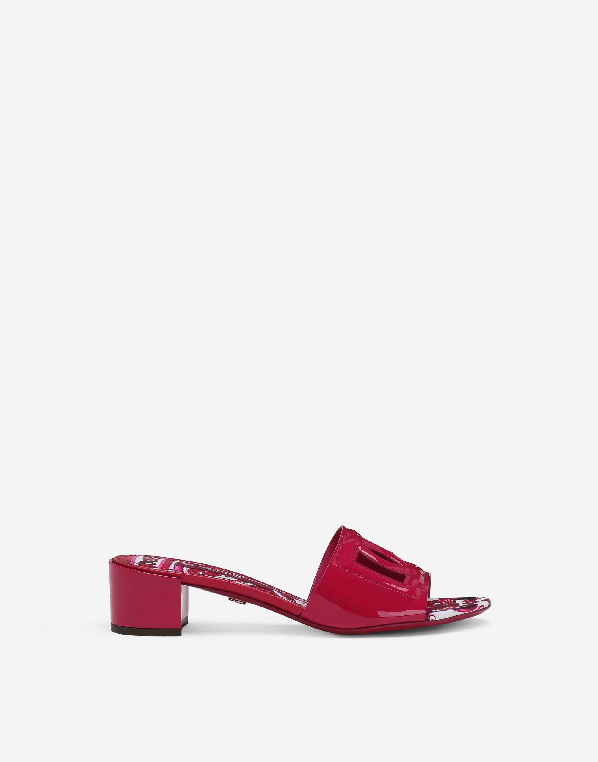 Patent leather DG mules with cut-out in Fuchsia for 
