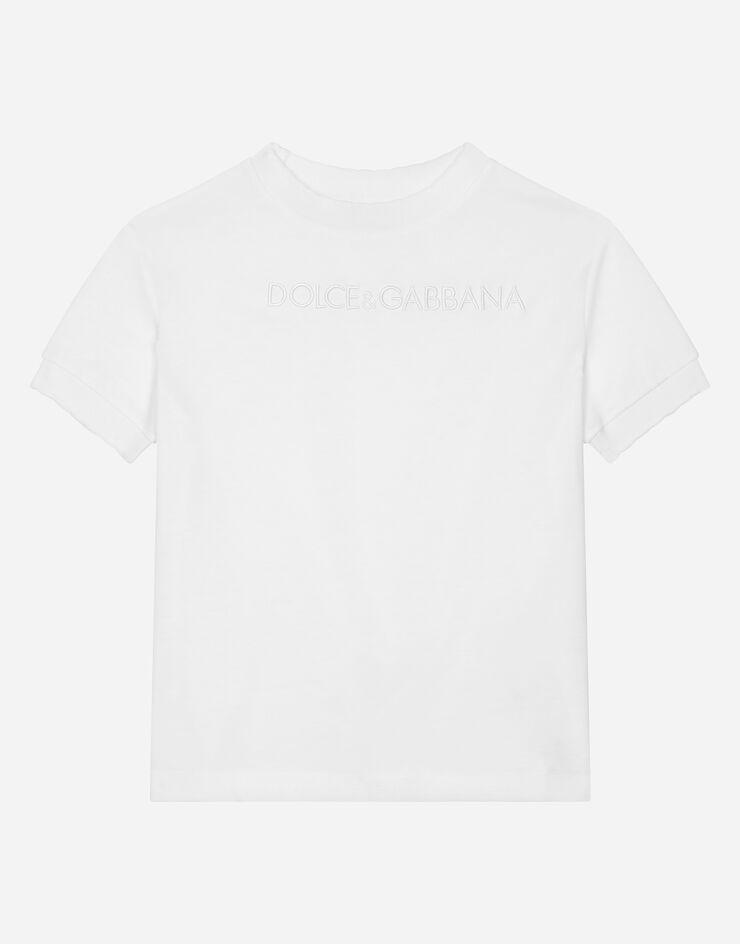 Dolce & Gabbana Jersey-T-Shirt mit Dolce&Gabbana-Logo Weiss L5JTNJG7NXR