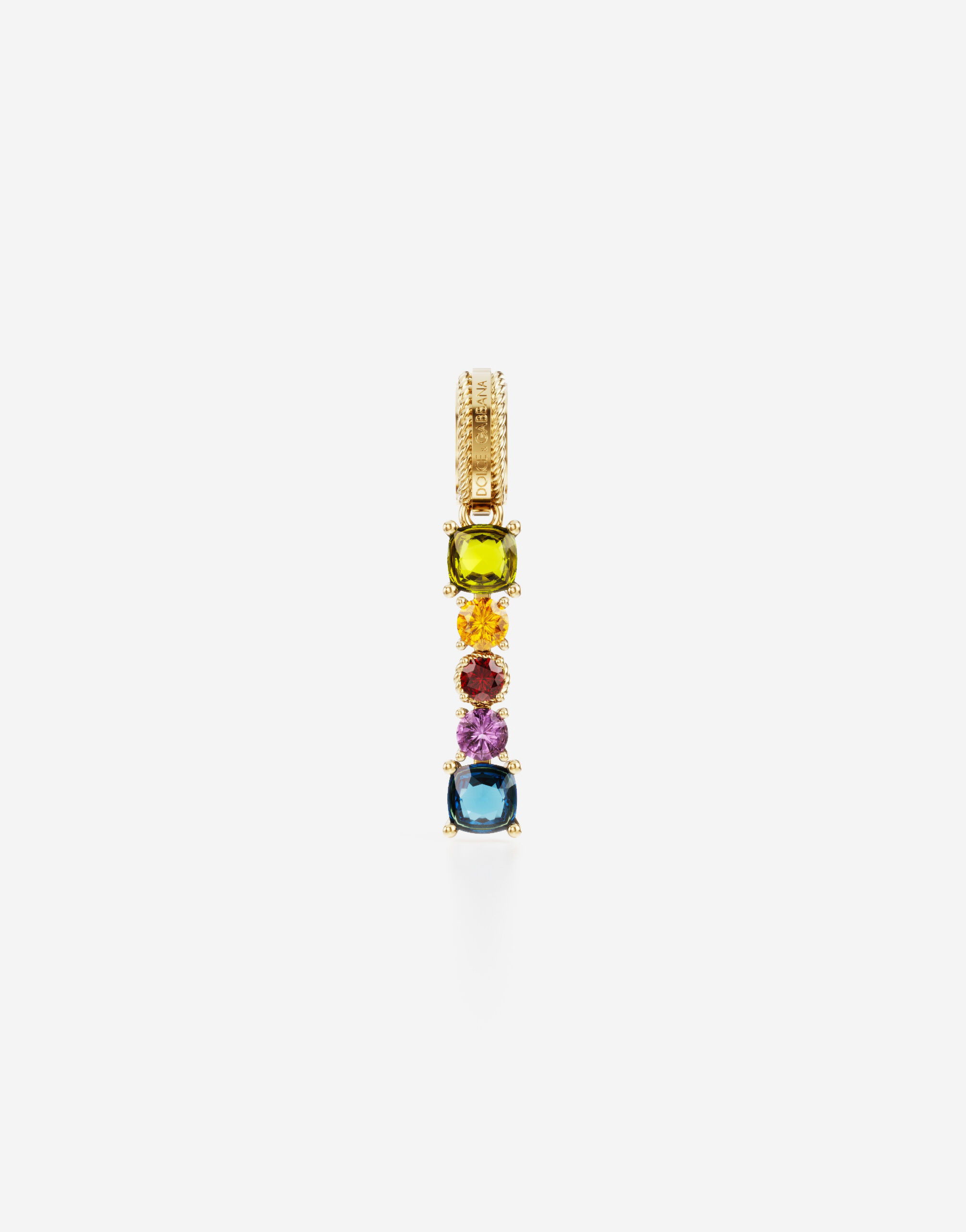 Dolce & Gabbana Rainbow alphabet I 18 kt yellow gold charm with multicolor fine gems Gold WAQA3GWQC01