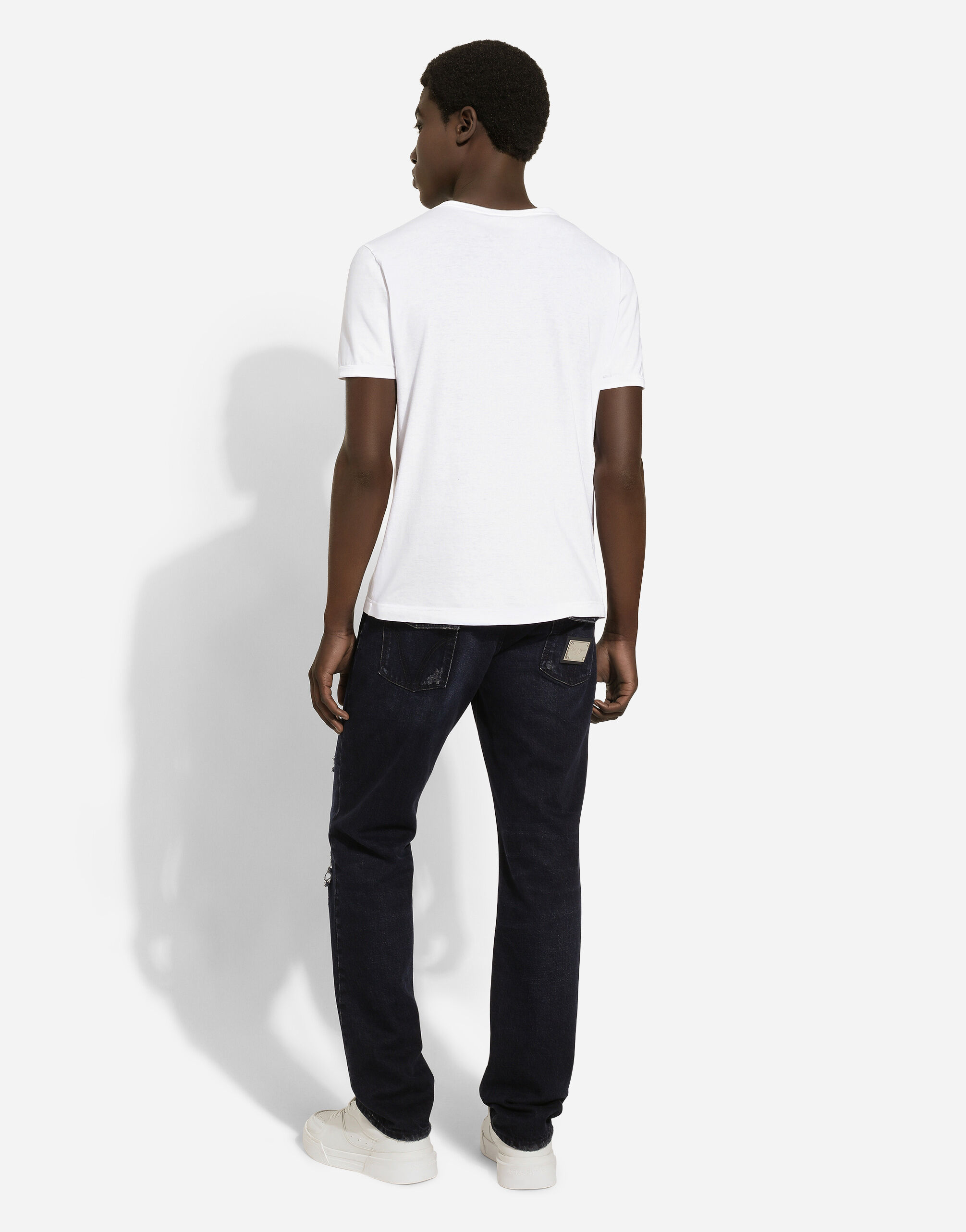 Dolce & Gabbana Blue denim jeans with abrasions and rips male Blue