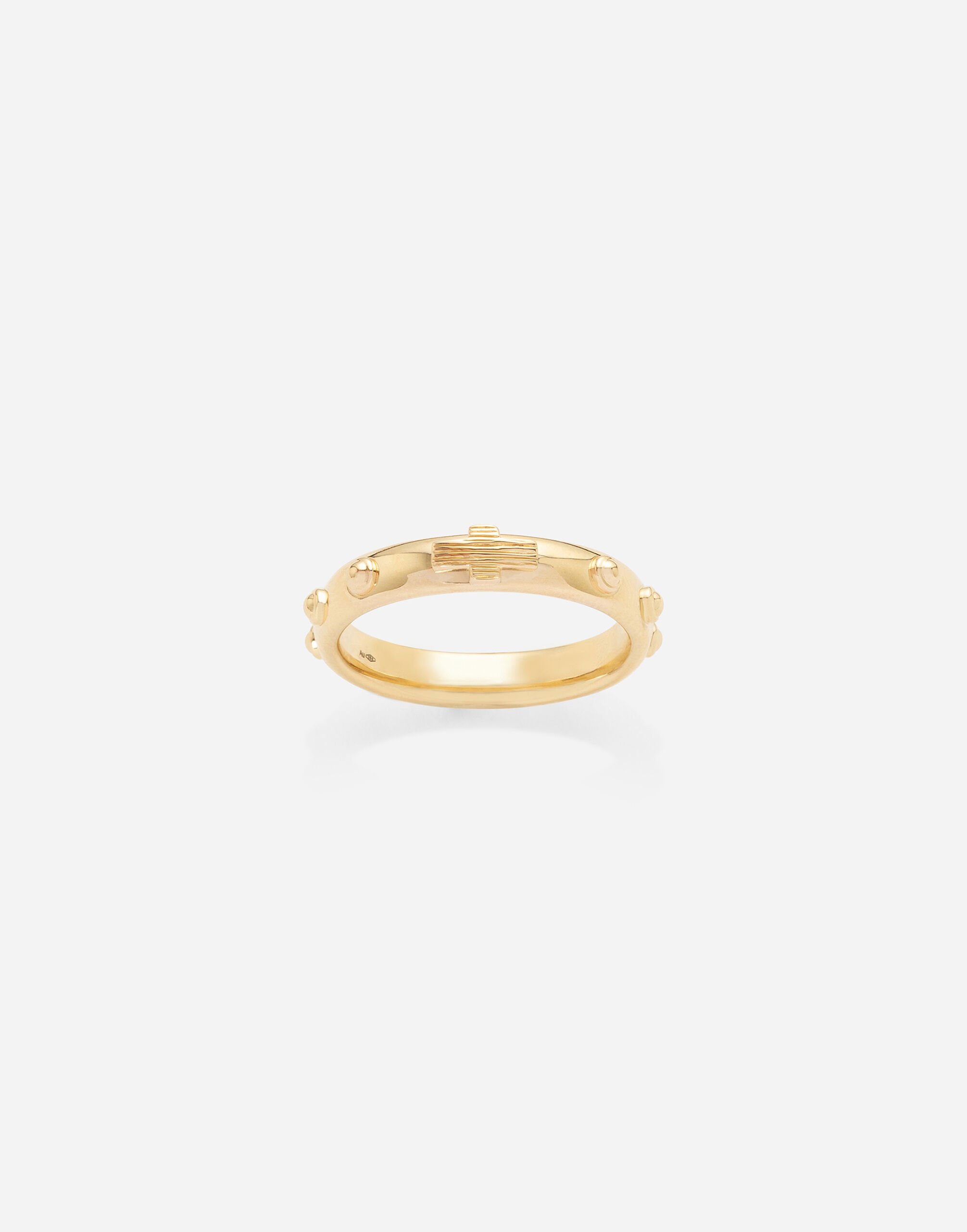 ${brand} Love yellow gold rossary band with studs and brushed cross ${colorDescription} ${masterID}