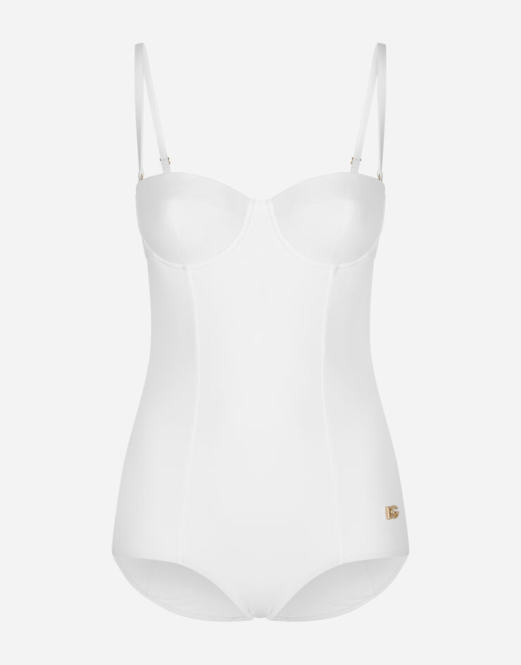 Dolce & Gabbana Full swimsuit with balcony neckline White O9A13JONO12