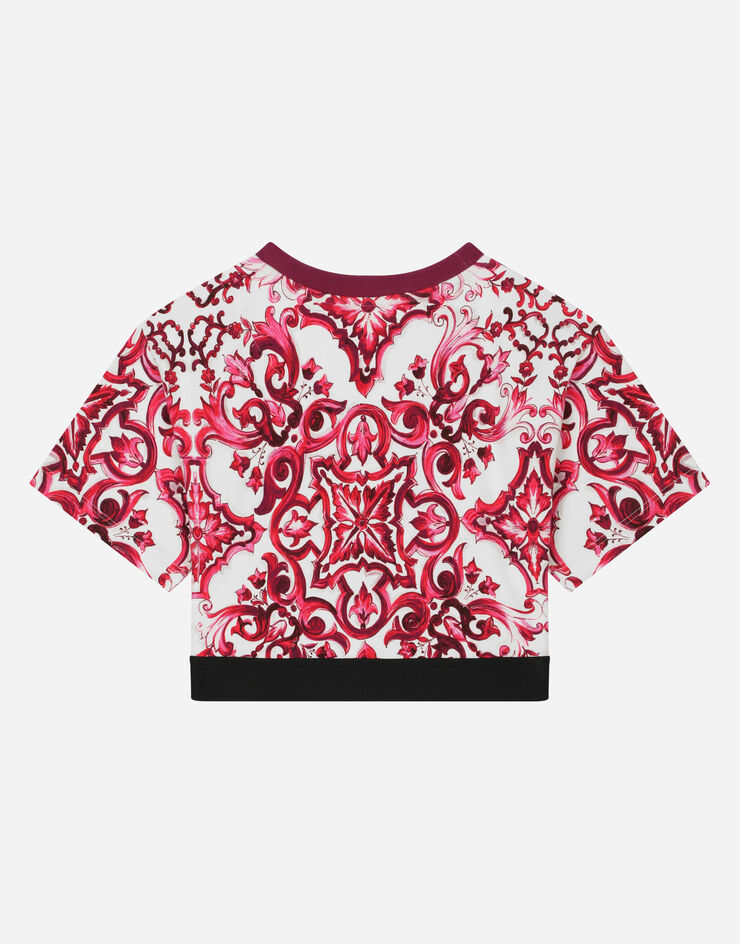 Dolce&Gabbana T-shirt in jersey stampa maiolica Multicolor L5JTHRG7J5P