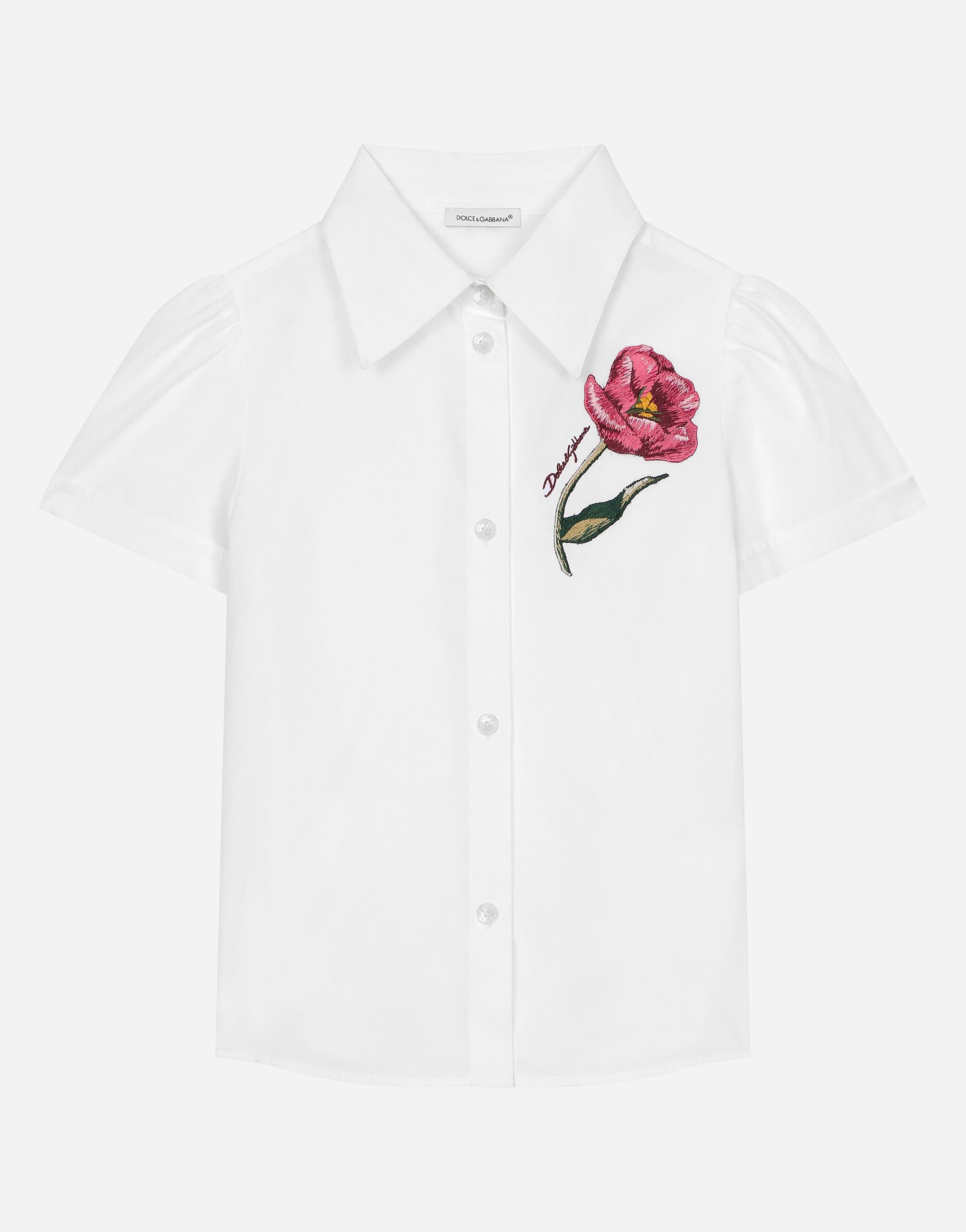 ${brand} Poplin shirt with tulip detail and Dolce&Gabbana logo ${colorDescription} ${masterID}