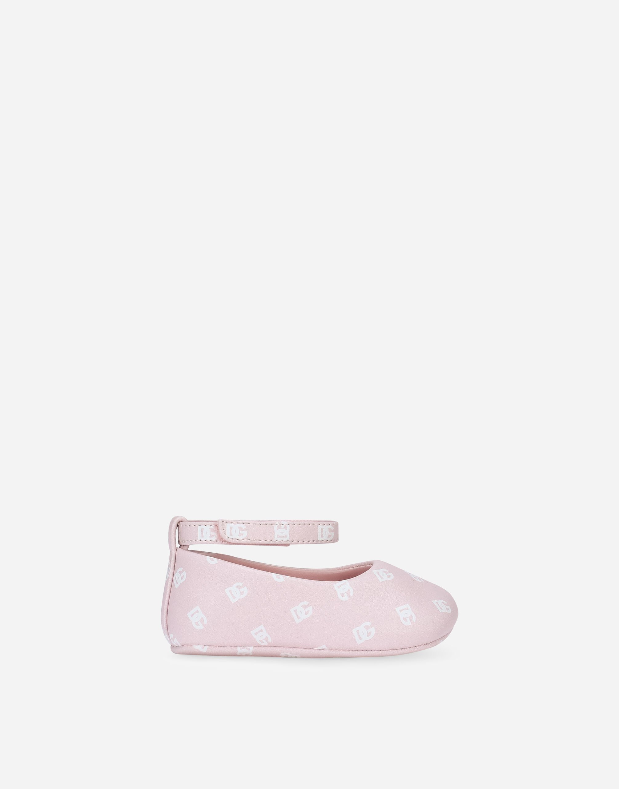 Dolce & Gabbana Nappa leather newborn ballet flats with DG-logo print Pink DK0065AA745