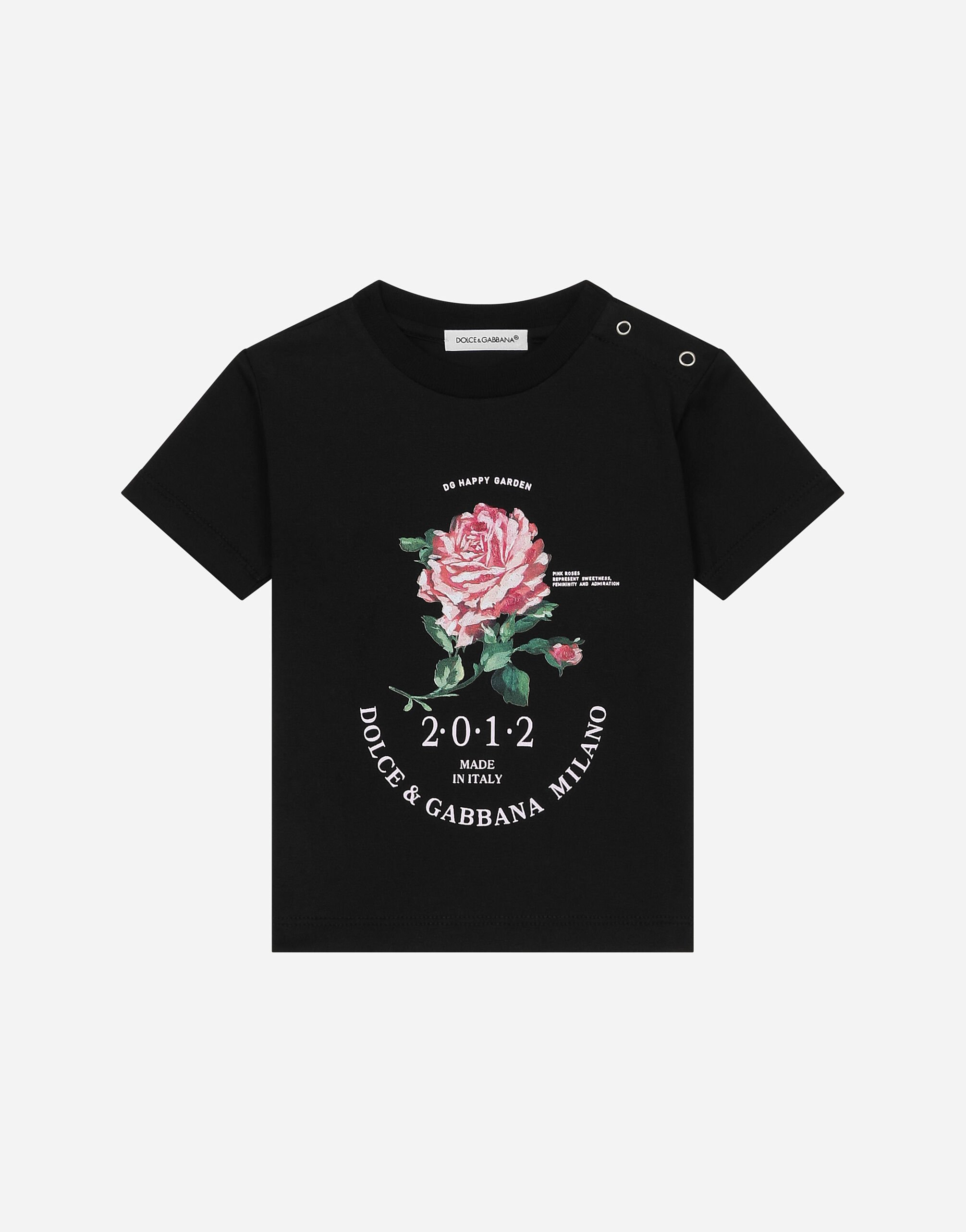 ${brand} Jersey T-shirt with Dolce&Gabbana logo and rose ${colorDescription} ${masterID}