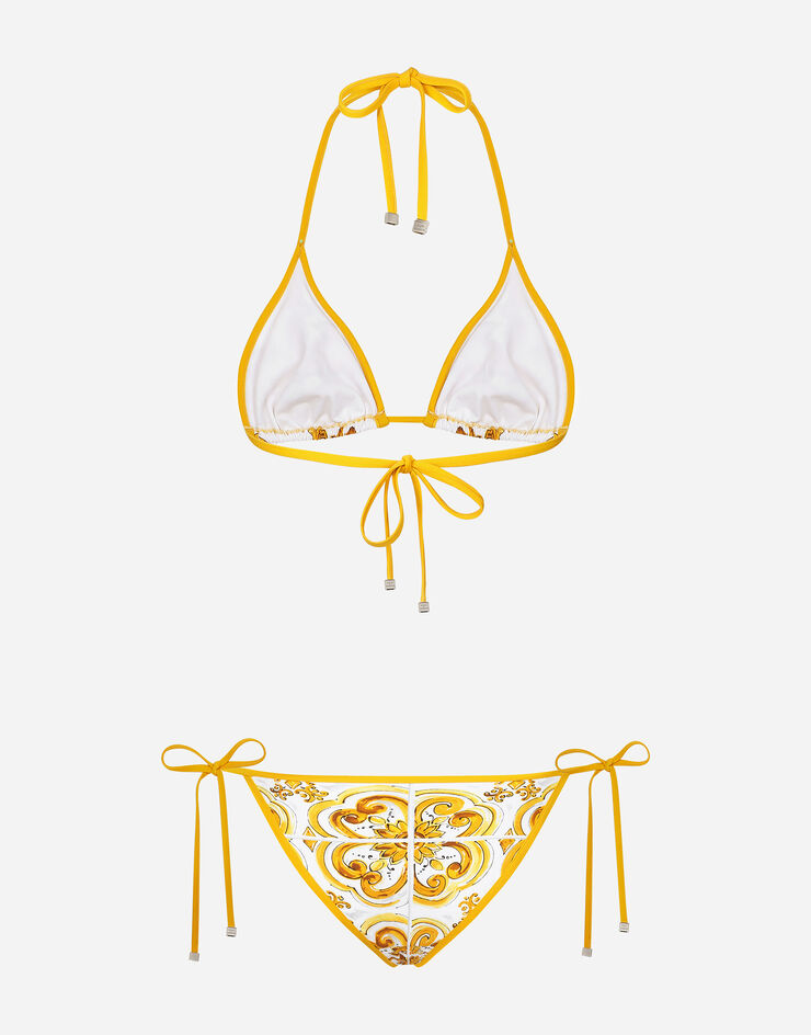 Dolce & Gabbana Bikini triangle à imprimé majoliques Imprimé O8A02JONO19