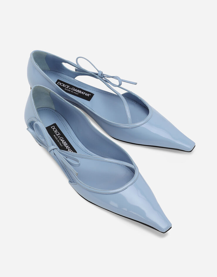 Dolce & Gabbana Ballerines en cuir de veau brillant Bleu Clair CB0217A1037