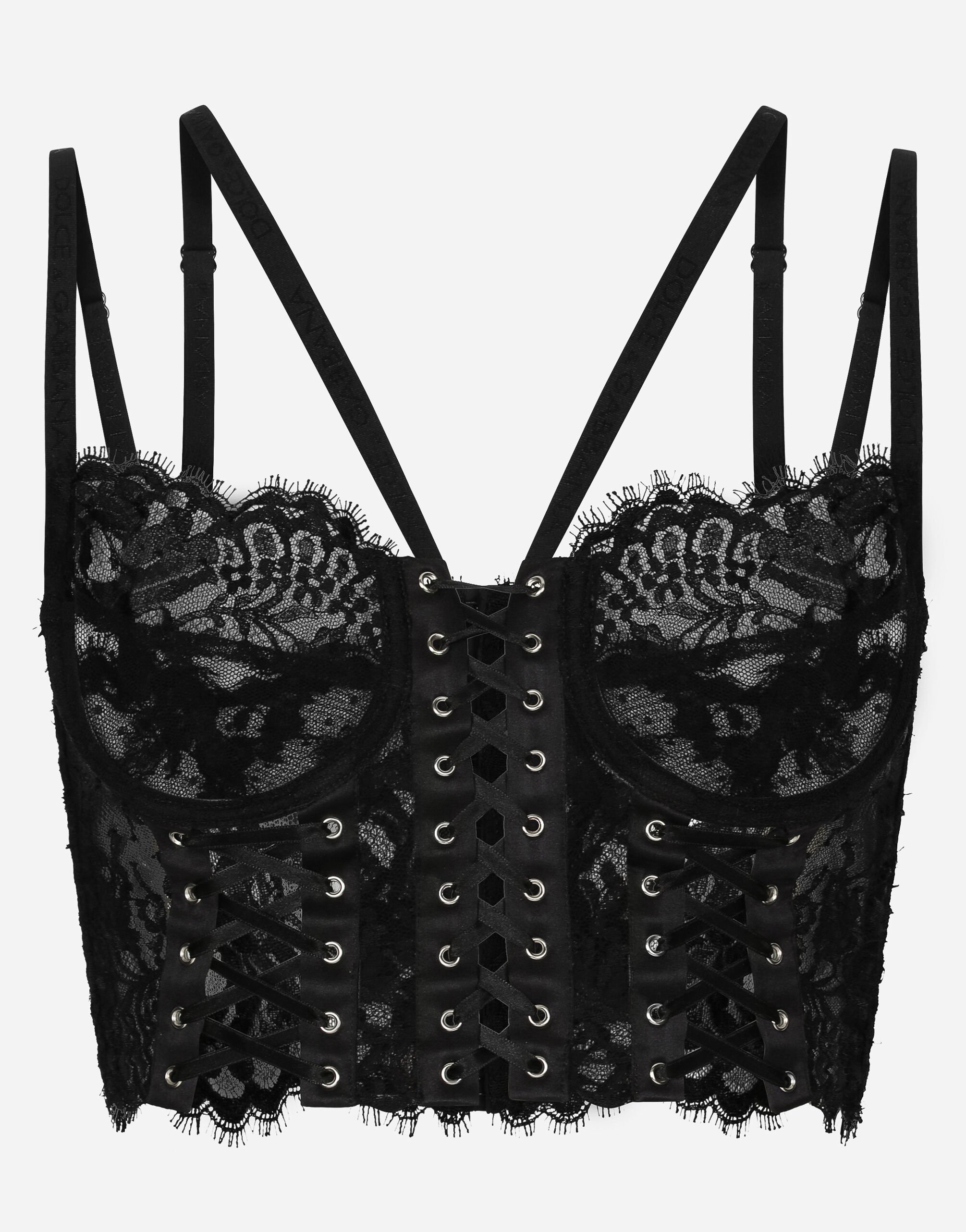 Dolce & Gabbana Lace lingerie corset with straps and eyelets Black F26R2TOUADW