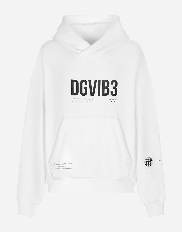 Dolce & Gabbana Felpa jersey con cappuccio stampa DGVIB3 Bianco G9AKPTG7K3G